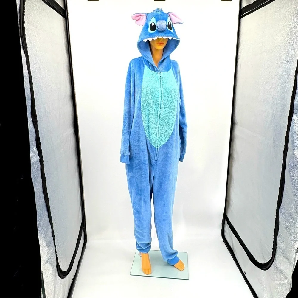 Disney Lilo & Stitch Fleece Onesie Pajamas Hooded Blue unisex 12–14